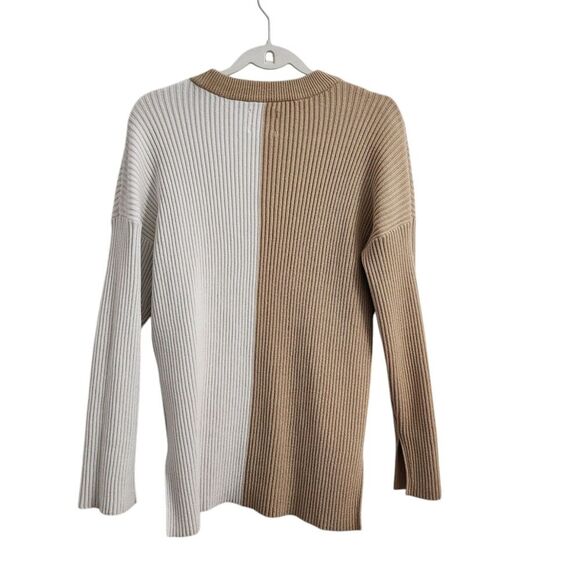 Abercrombie & Fitch Sweater‎ Womens Small Tan Luxeloft Colorblock Pullover Knit - Picture 4 of 6